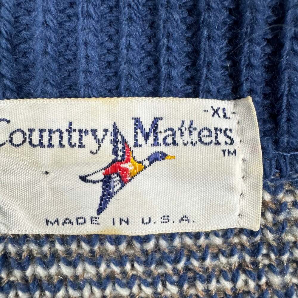 Vintage Button Up Grandpa Sweater Country Matters Cardigan Geometric Blue XL - Picture 4 of 6